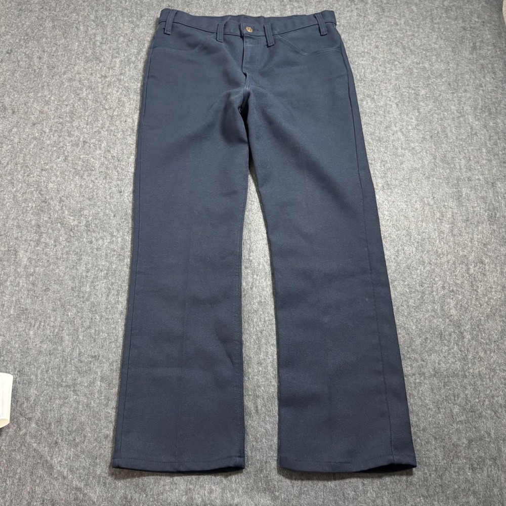 VTG 80s Levis 517 Sta-Prest Navy Blue Polyester Pants Mens 34x29 (31x28.5)